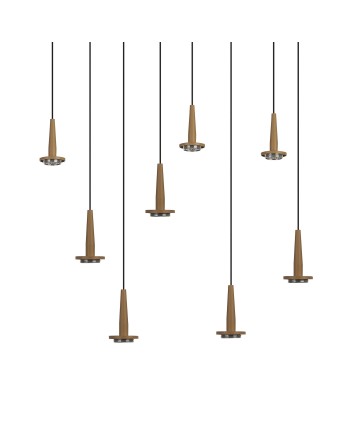ANDRÓMEDA * Colgante Cuadrado 8xLED 5W 3000K W/T Cristal